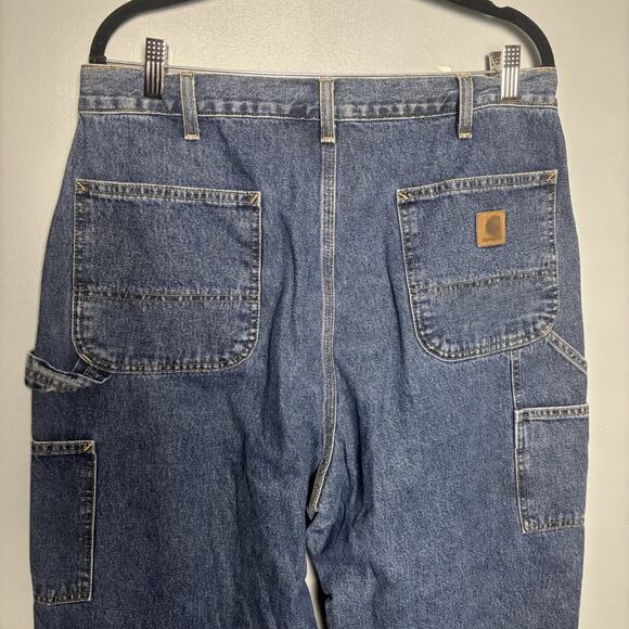 Carhartt Men’s Denim Jeans Pants No Size Tag Work Blue Wear - Picture 4 of 8